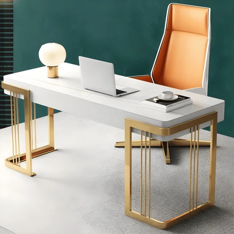 ÇLM510 Modern Dikdörtgen Çalışma Masası MDF Üstlü Metal Kızak Ayaklı Çekmeceli
