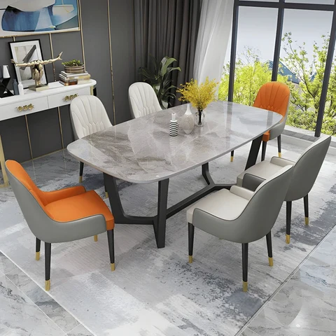 YMK8973 Modern Dikdörtgen Yemek Masası MDF Üstlü Metal Ayaklı