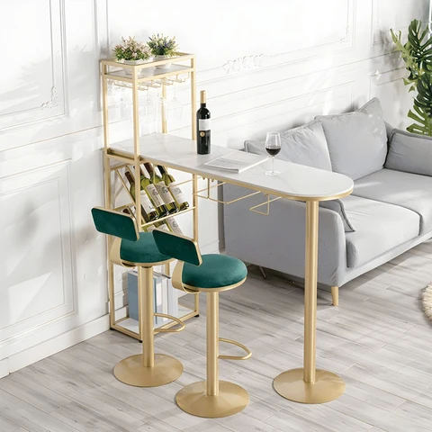 BRM806 Modern Dikdörtgen Bar Masası MDF Üstlü Metal Ayaklı
