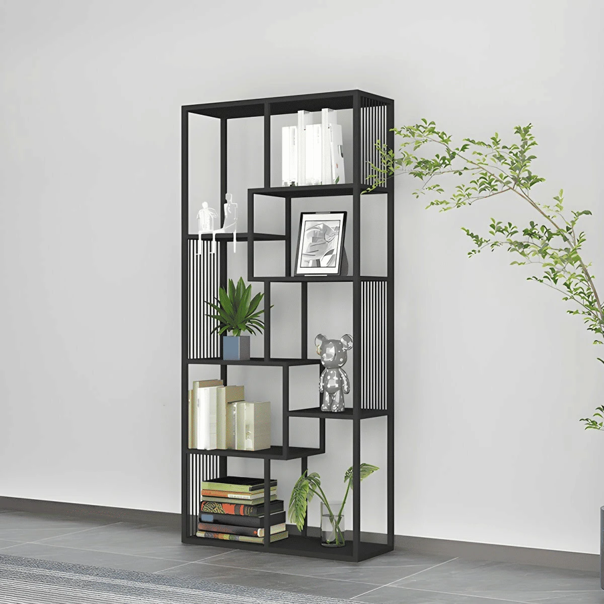 KC-0231 Modern Metal MDF Raflı Kitaplık, 7 Raflı