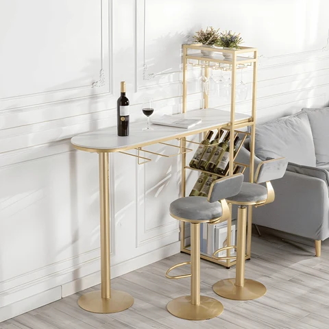 BRM806 Modern Dikdörtgen Bar Masası MDF Üstlü Metal Ayaklı