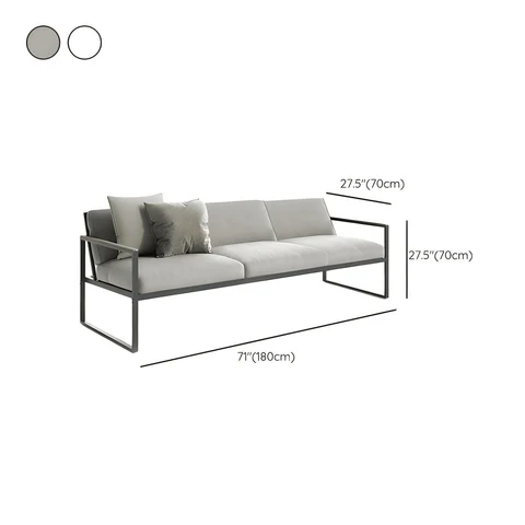 KC-0111 Modern 4 Parçalı Bahçe Koltuk Takımı, Masif Ahşap Kollu, Gri