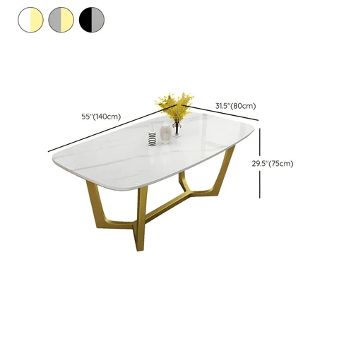 YMK8973 Modern Dikdörtgen Yemek Masası MDF Üstlü Metal Ayaklı