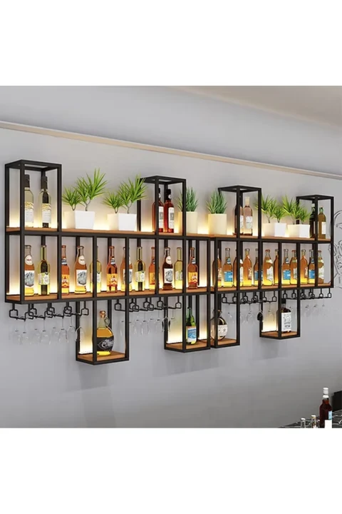 ŞRP4285 Modern Duvara Monte Metal Şaraplık Standı