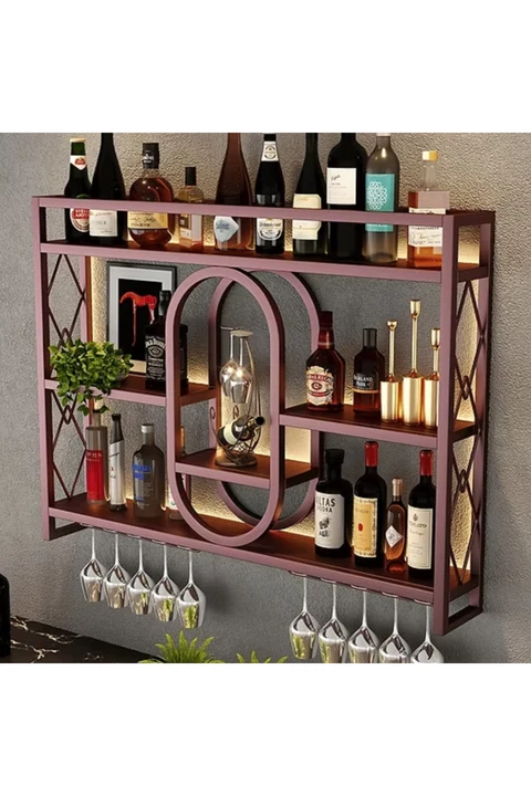 ŞRP1862 Modern Duvara Monte Metal Şaraplık Standı