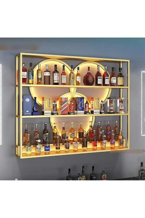 ŞRP4012 Modern Duvara Monte Metal Panel Şaraplık Standı