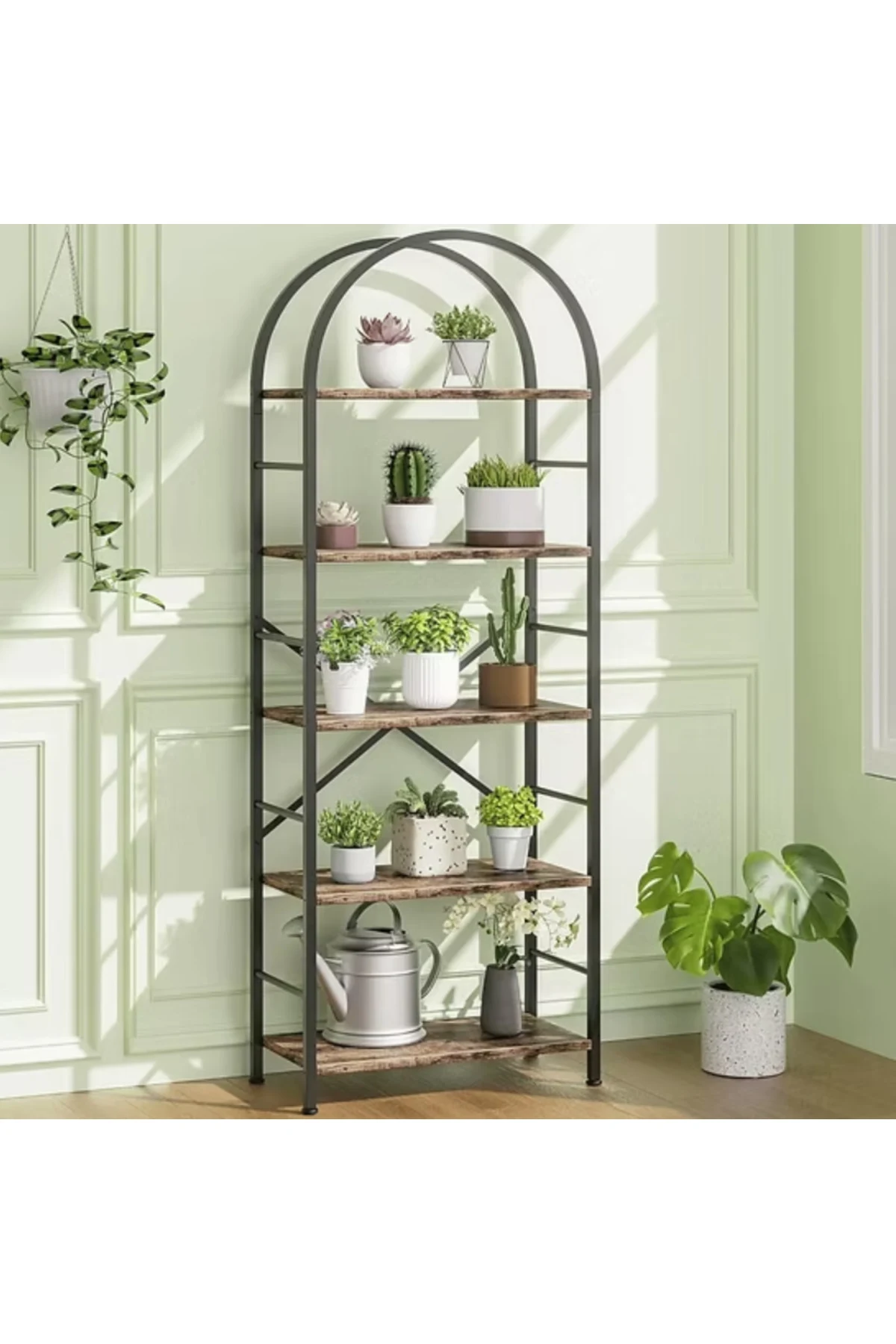 KTP0948 Modern Kemerli Metal 5 Katlı Kitaplık Standı
