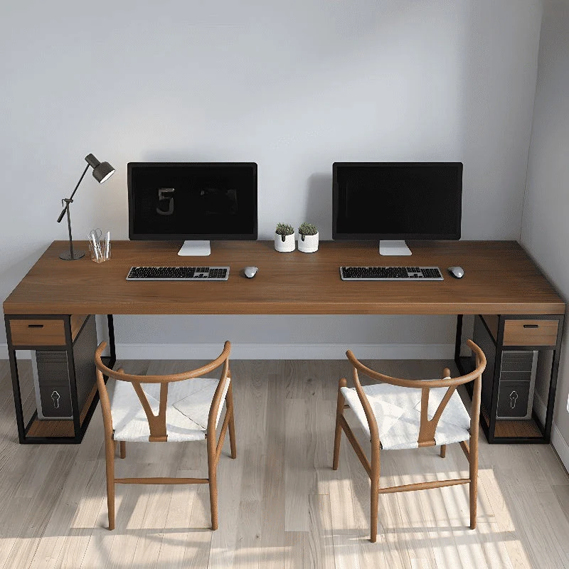 ÇLM3246 Modern Dikdörtgen Çalışma Masası Ahşap Metal Kızak Ayaklı