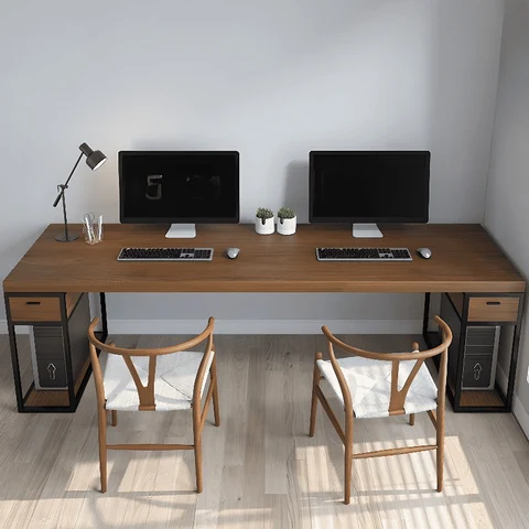 ÇLM3246 Modern Dikdörtgen Çalışma Masası Ahşap Metal Kızak Ayaklı