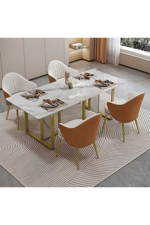 YMK-01 Modern Dikdörtgen Yemek Masası MDF Metal Ayaklı