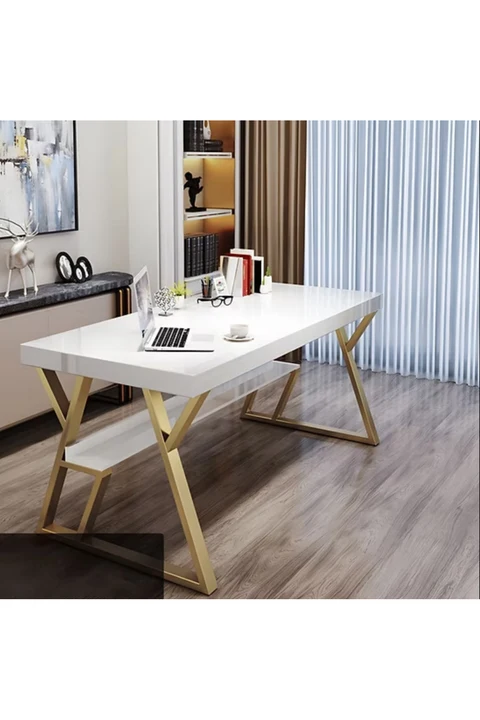 ÇLM3601 Modern Dikdörtgen Çalışma Masası MDF Metal Ayaklı