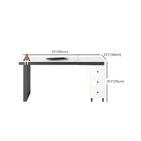 ÇLM328 Modern Dikdörtgen Çalışma Masası MDF Üstlü Metal Ayaklı Çekmeceli