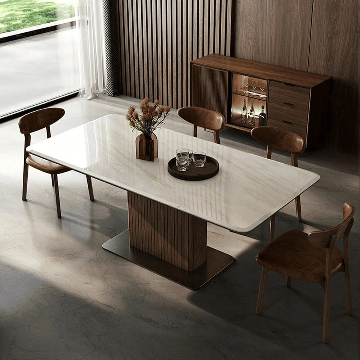 Modern Beyaz MDF Tezgahlı Yemek Masası