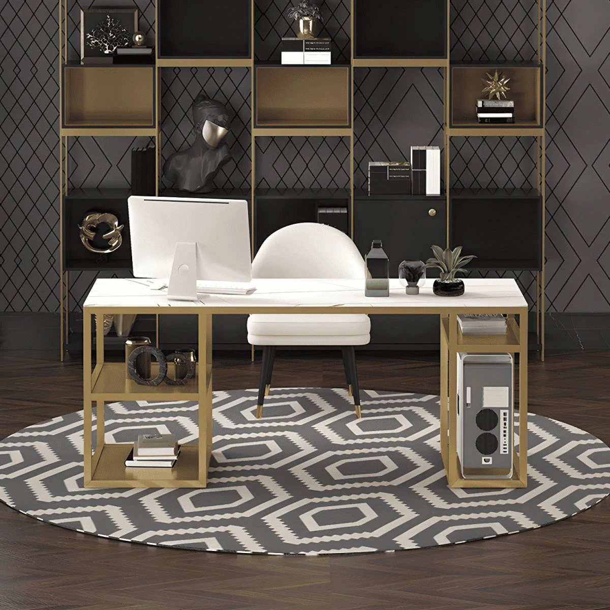 ÇLM3425 Modern Dikdörtgen Çalışma Masası MDF Üstlü Metal Ayaklı