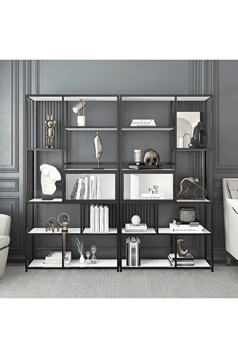 KTP8716 Siyah Metal Kitaplık 100x30x200 cm