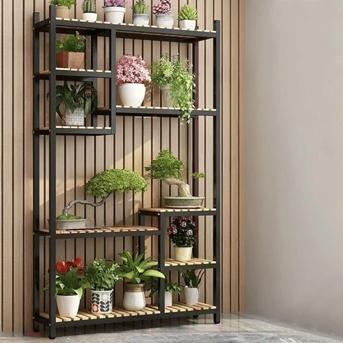 BTK38482 Modern Ahşap Çok Katlı Bitki Standı