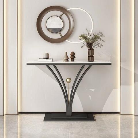 DRS-056 Modern Dikdörtgen Konsol Masa MDF Metal Ayaklı