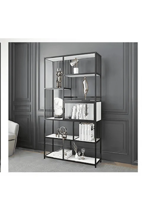 KTP8716 Siyah Metal Kitaplık 100x30x200 cm