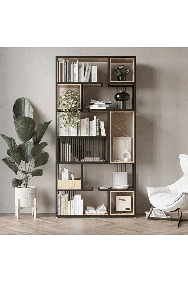 KTP0648 Siyah Metal Kitaplık 100x200 cm