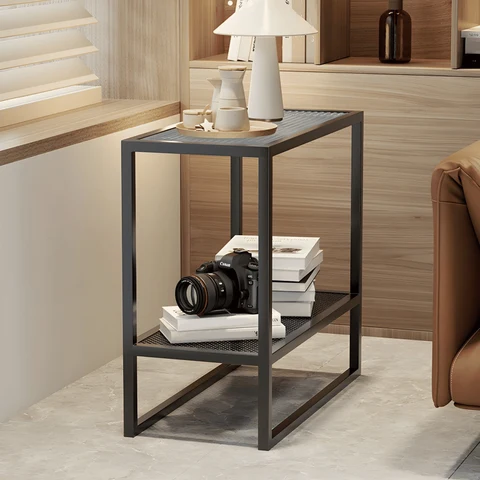 ZGN12681 Modern Cam Tablalı Metal Çerçeveli Yan Sehpa