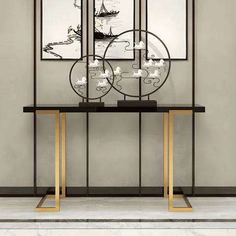 DRS-058 Modern Dikdörtgen Konsol Masa Ahşap Metal Ayaklı