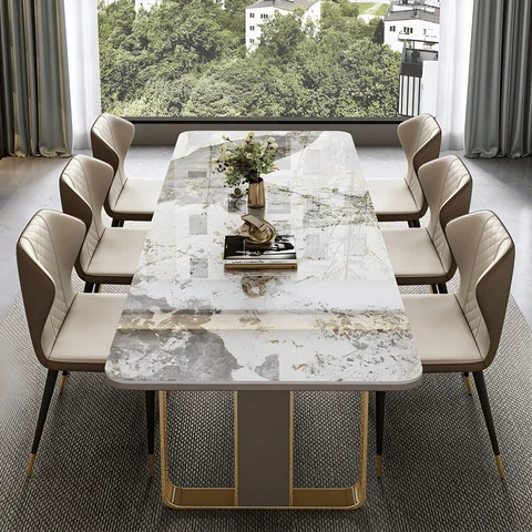 YMK460 Modern Dikdörtgen Yemek Masası MDF Üstlü Metal Ayaklı