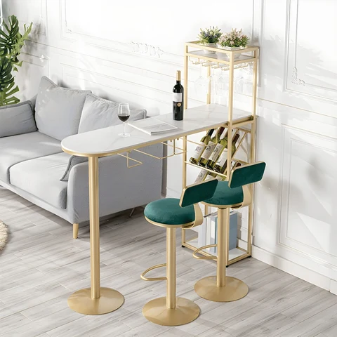 BRM806 Modern Dikdörtgen Bar Masası MDF Üstlü Metal Ayaklı