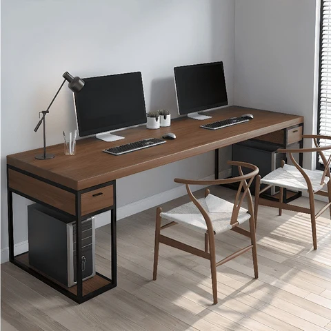 ÇLM3246 Modern Dikdörtgen Çalışma Masası Ahşap Metal Kızak Ayaklı