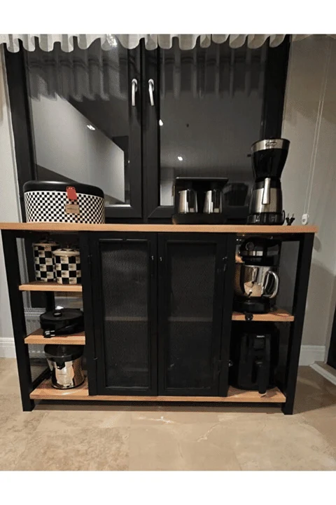 ŞRP8505 Siyah Metal Konsol Bar 130x35x80 cm