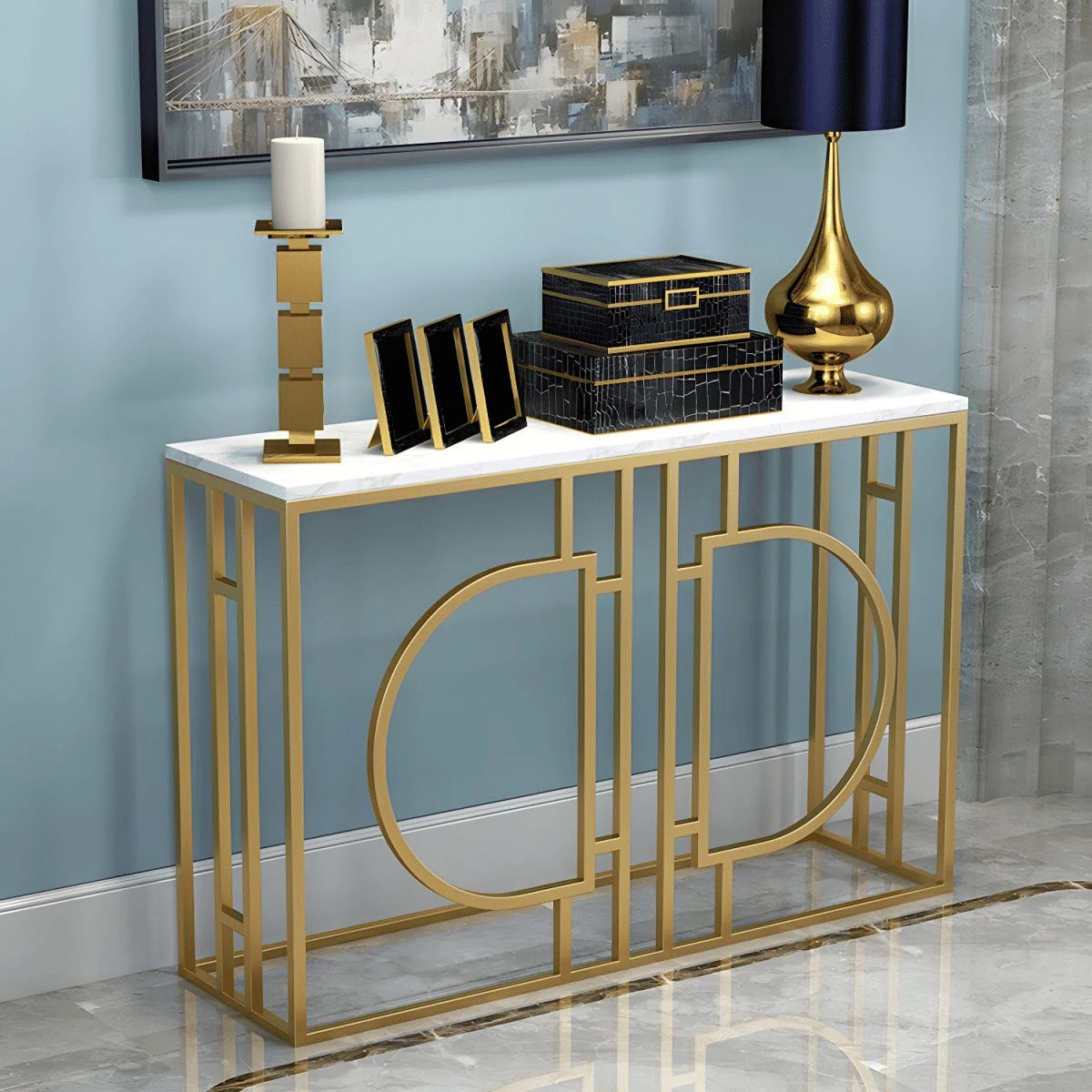 DRS-052 Dikdörtgen Konsol Masa MDF Metal Ayaklı