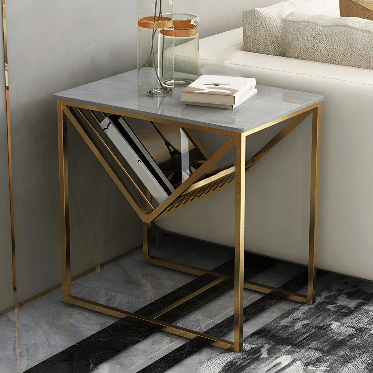 ZGN36757 Modern MDF Çerçeveli Dikdörtgen Yan Sehpa