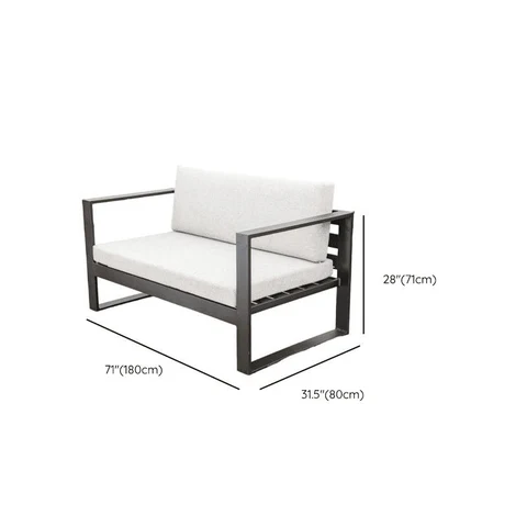 KC-0113 5 Parça Beyaz Tekstil Veranda Oturma Grubu, Metal İskeletli