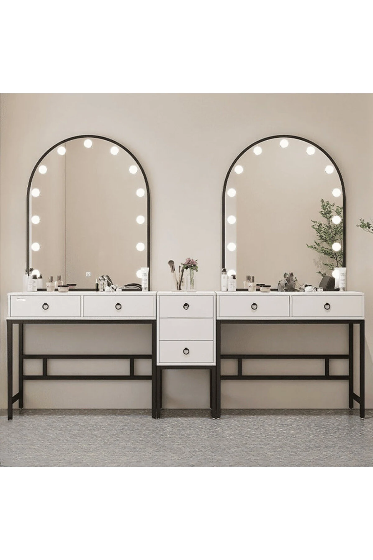 KC-0100 Modern Ahşap Tablalı Aydınlatmalı Makyaj Masası İstasyon