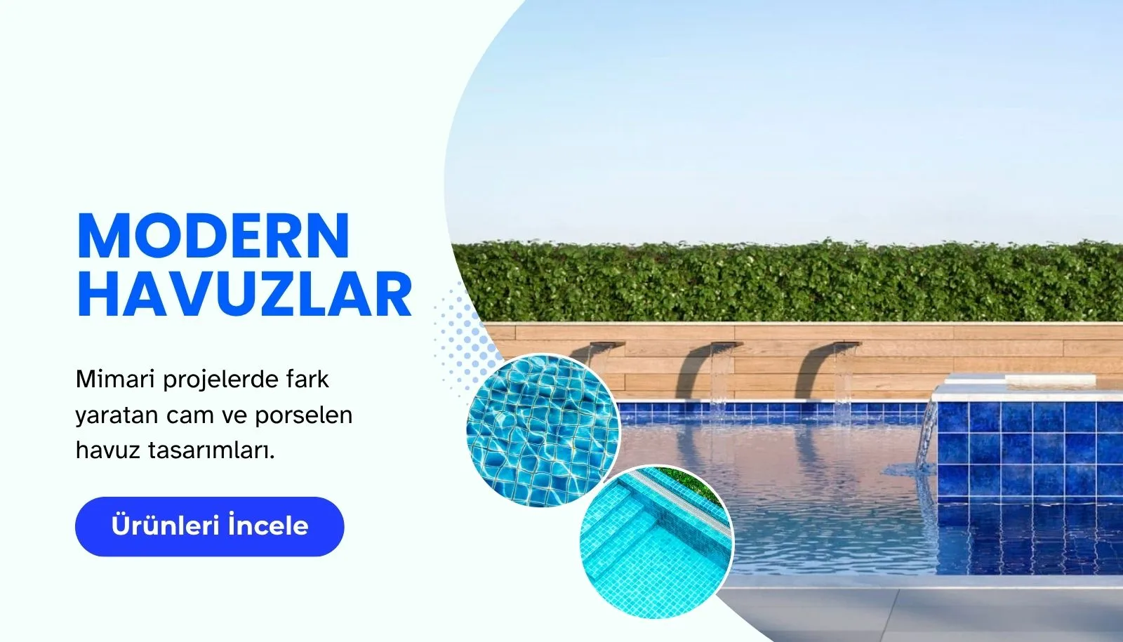 Modern havuzlar — cam ve porselen havuz kaplamaları