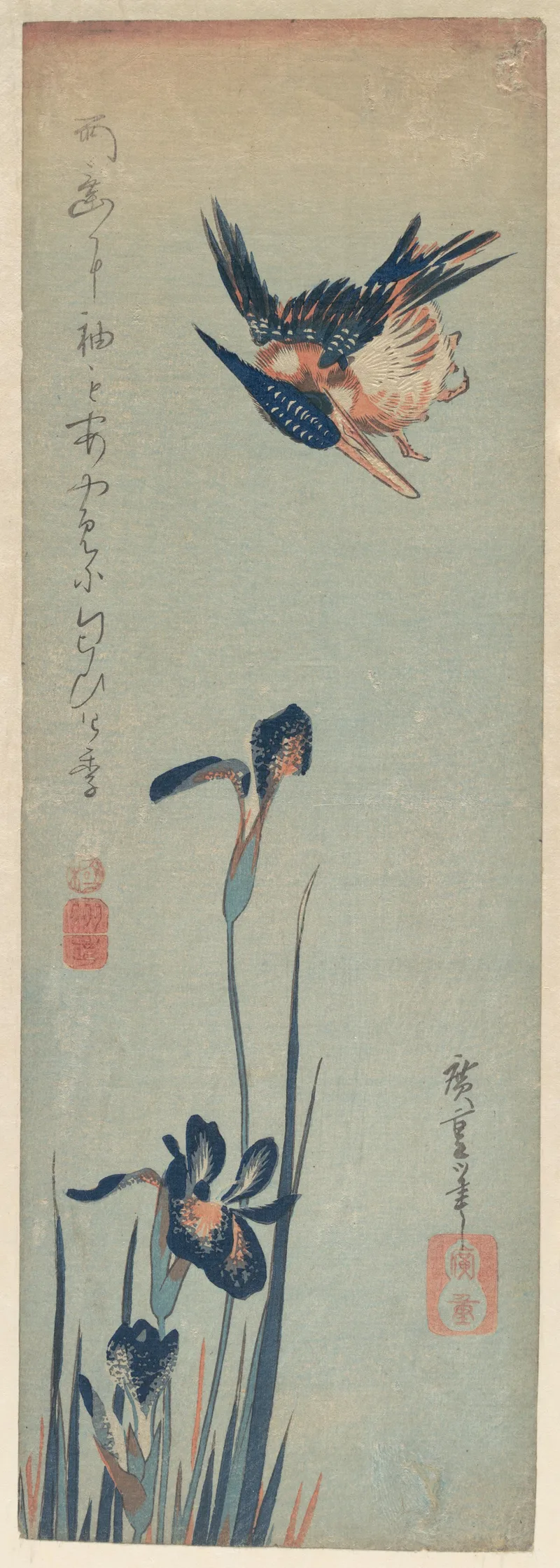 Decoshop Utagawa Hiroshige Yalıçapkını ve Süsenler Sanat Baskısı