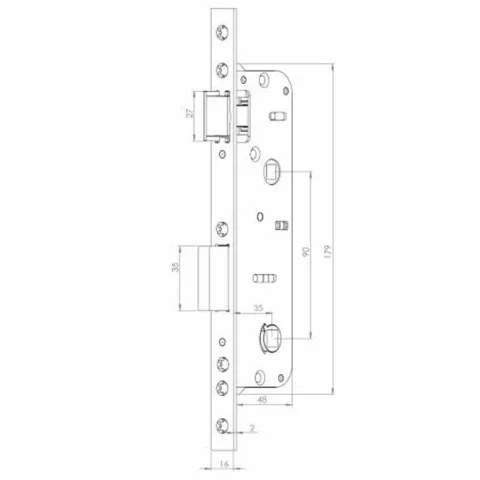 Şahbaz Pvc Wc Kilit Metal Gövde 35/90 (Dilli-Sürgülü)