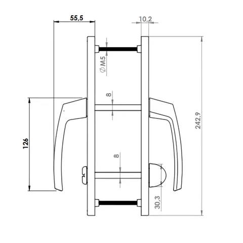 Lara Alüminyum Wc Kapı Kolu Dar Beyaz 26Mm