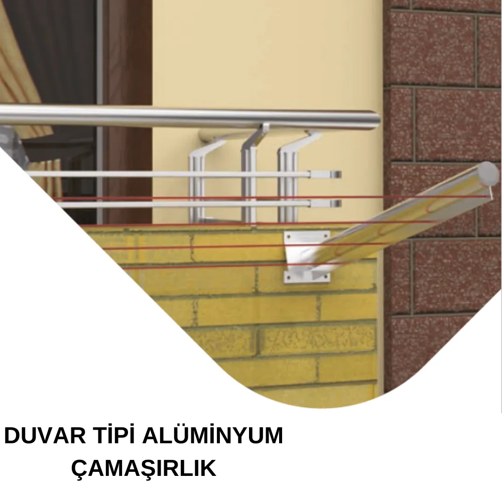 Alüminyum Parlak Çamaşırlık Askısı Duvar Tipi