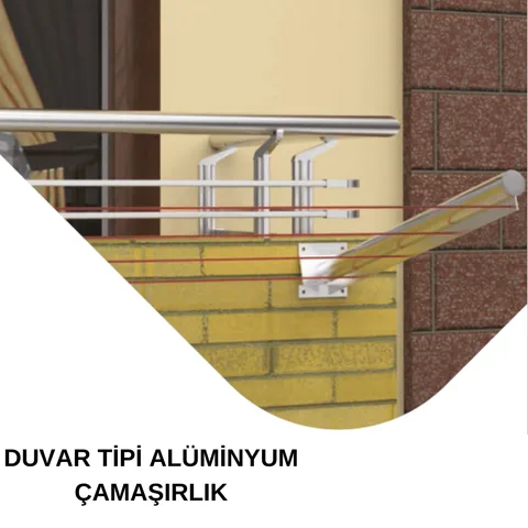 Alüminyum Parlak Çamaşırlık Askısı Duvar Tipi
