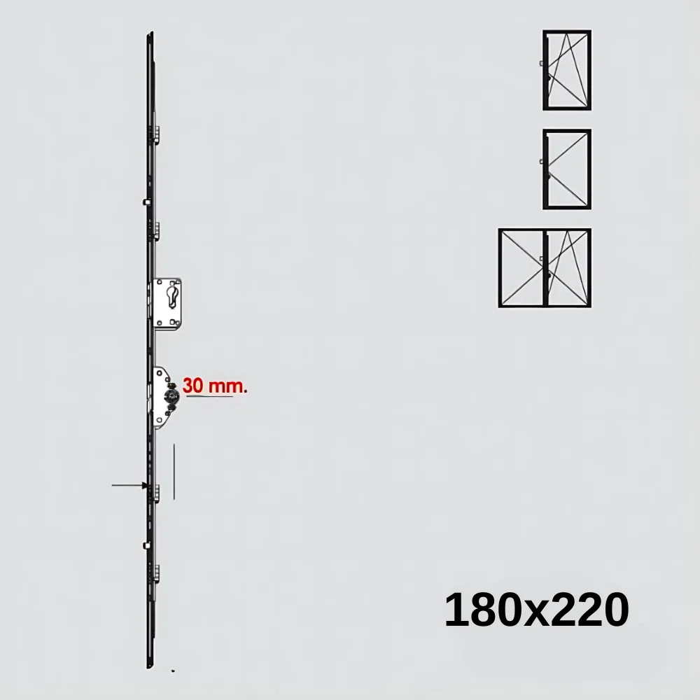 Kale 1800-2200 Çift Açıl. İspanyoleti Kilitlenebilir 30/1880 1-11118-18