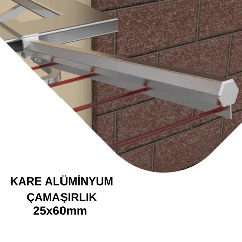 Alüminyum 25X60 Parlak Çamaşırlık Askısı