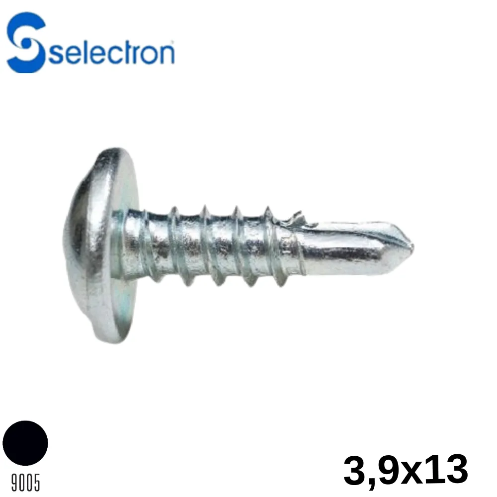 Selectron 3,9X13 Geniş Pul Başlı Matkap Uçlu Vida Siyah 1000 Ad.