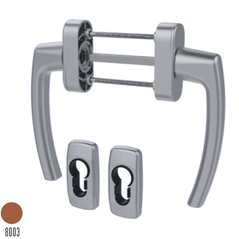 Milano Çift Tar.Alüminyum Kapı Kolu Kilitsiz Rozetli A Meşe