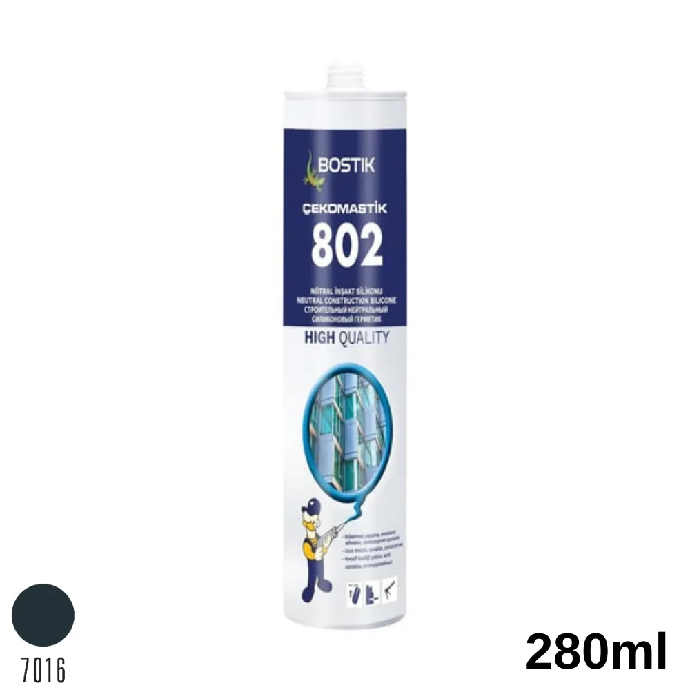 Bostik 802 Nötr Cephe Silikon 280 Ml Antrasit Gri