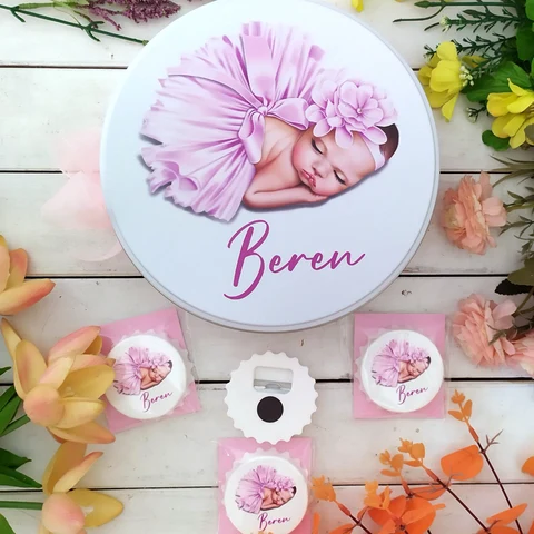 Bebek Konsept 50 Çikolata 25 Yuvarlak Açacak Magnet
