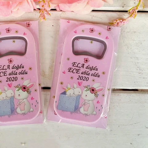 Tavşan Tema Kız Bebek Açacak Magnet