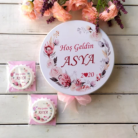 Çiçekli Konsept 50 Çikolata 25 Yuyarlak Açacak Magnet