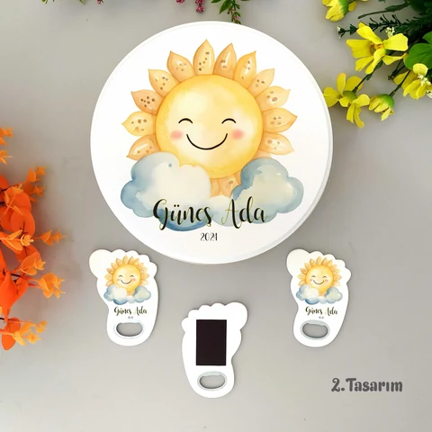 Güneş Tema 100 Bebek Çikolatası 25 Açacak Magnet