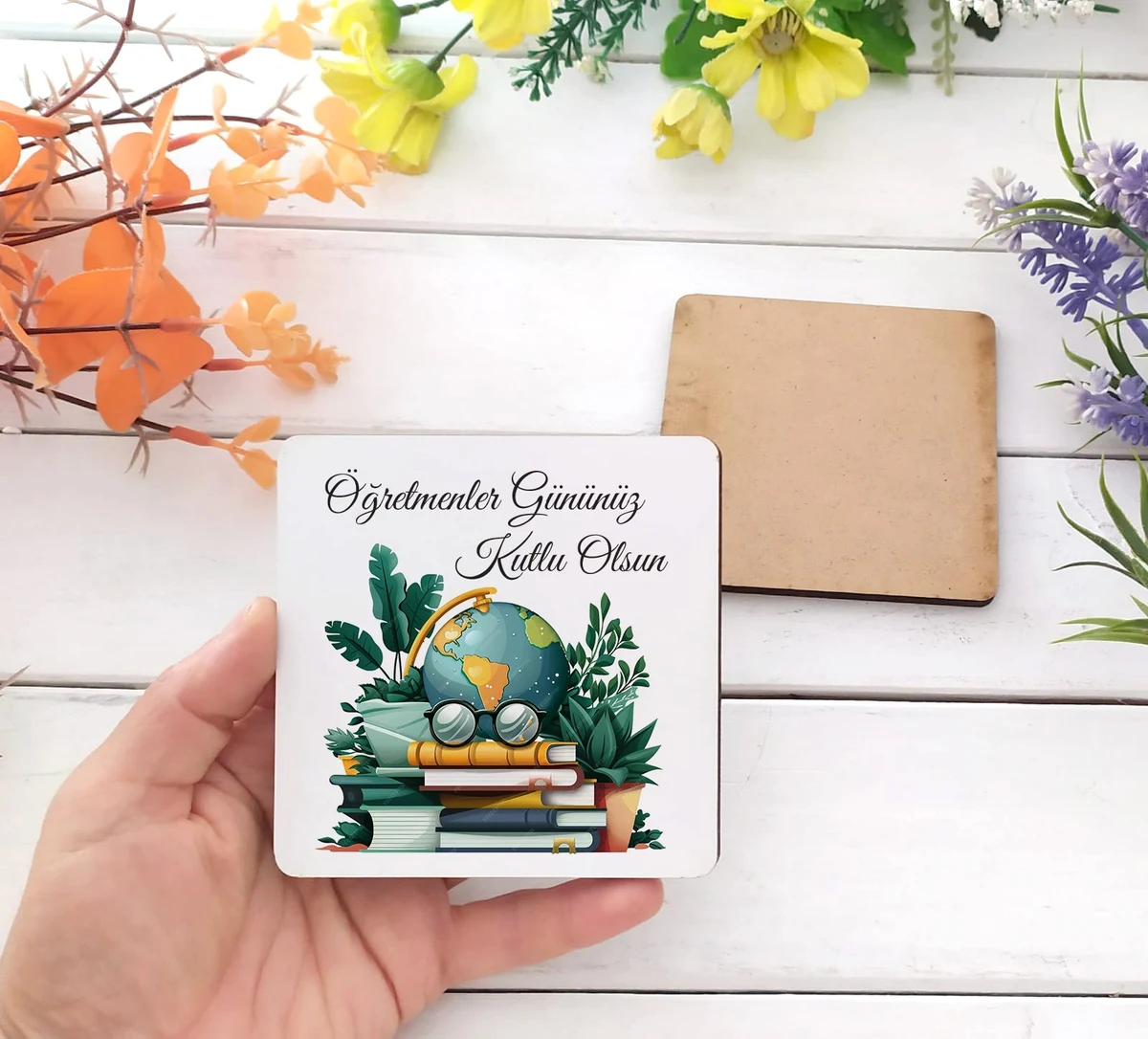 24 Kasım Öğretmenler Tema Bardak Altlığı