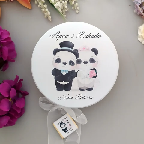 Panda Tema Nikah Hatırası Hediye Çikolata